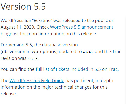 WordPress 5.5 Eckstine