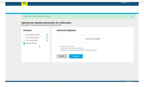 required documents and click Continue