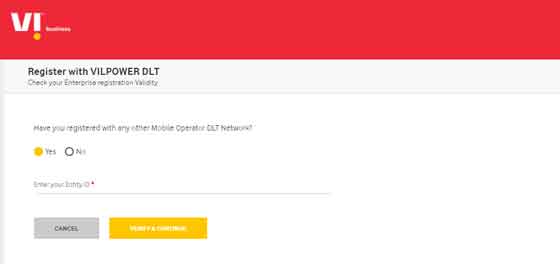 vodafone DLT Register with VILPOWER DLT